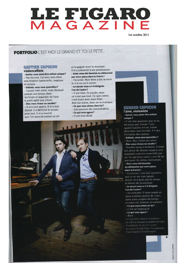 Figaro Magazine – 1er octobre 2011