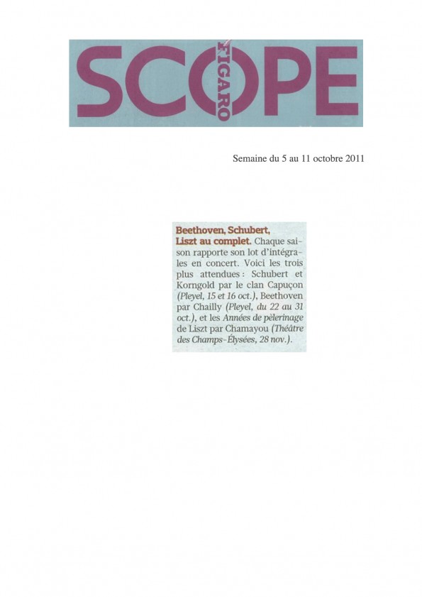 Figaroscope – 5 octobre 2011