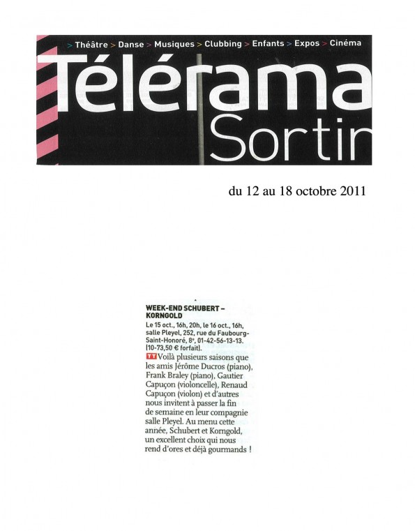 Telerama Sortir – 12 au 18 octobre 2011