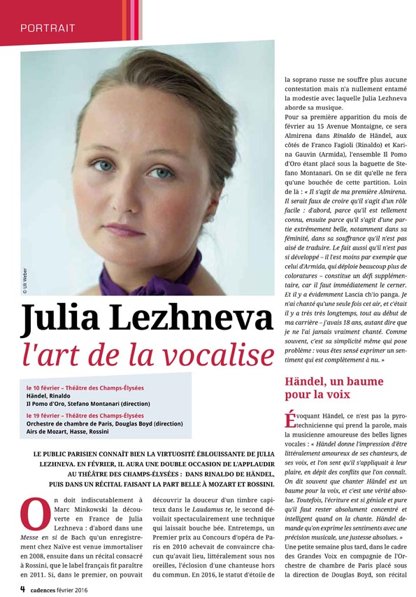 Julia Lezhneva Cadences février 2016