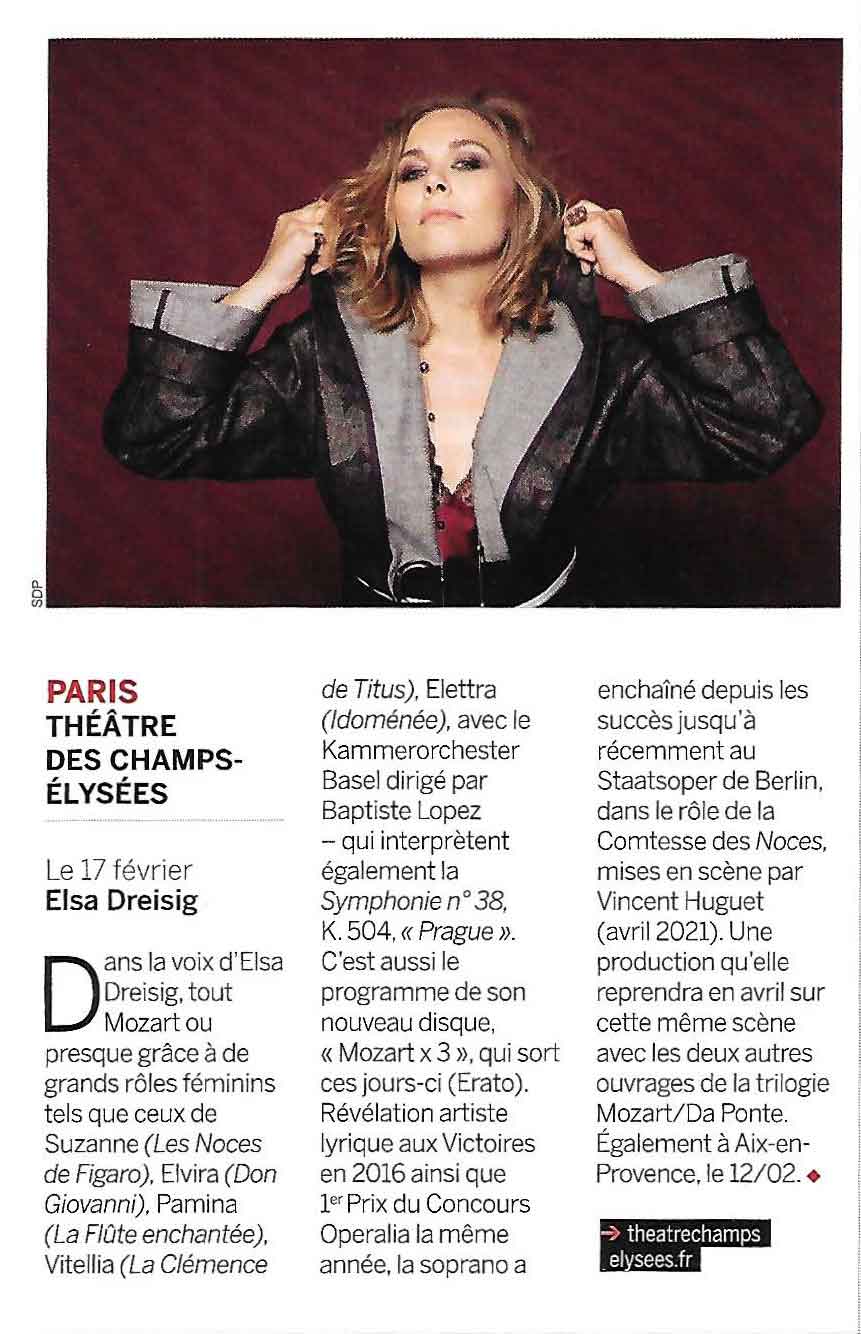 Elsa Dreisig, le 17 février 2022 au Théâtre des Champs-Elysées